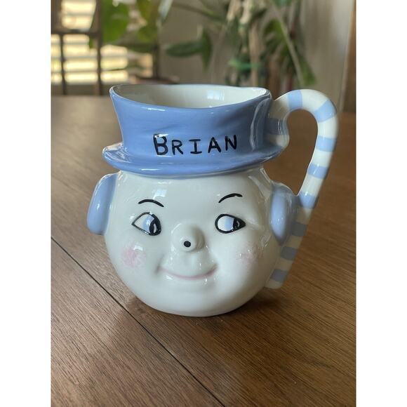 Vintage Hobbyist Snowman Mug Handpainted Pastel Blue Christmas Kitsch - Picture 1 of 3